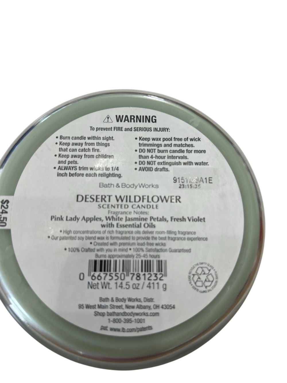 Bath & Body Works Desert Wildflower 3-Wick Candle Discontinued Rose Gold Lid - Picture 4 of 9